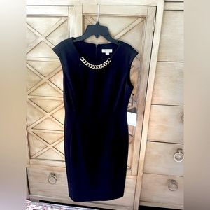 Calvin Klein black dress with chain accent